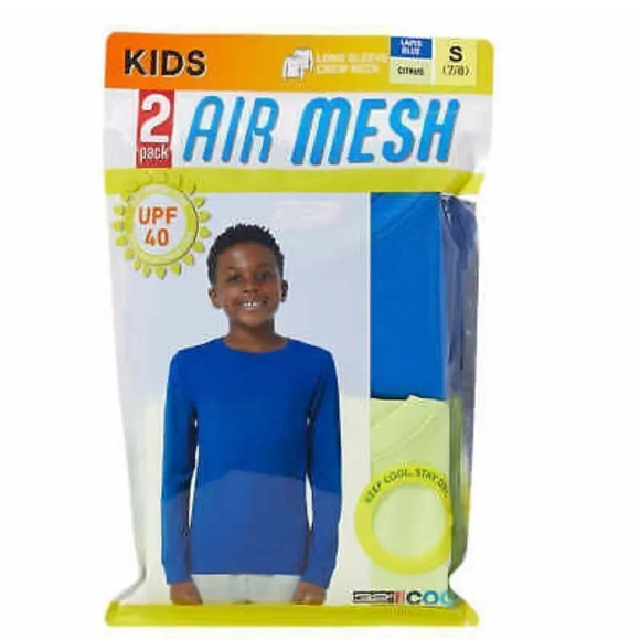 32 Degrees Kids Air Mesh Long Sleeve Tee Blue Green Medium 10/12 - Picture 2 of 5
